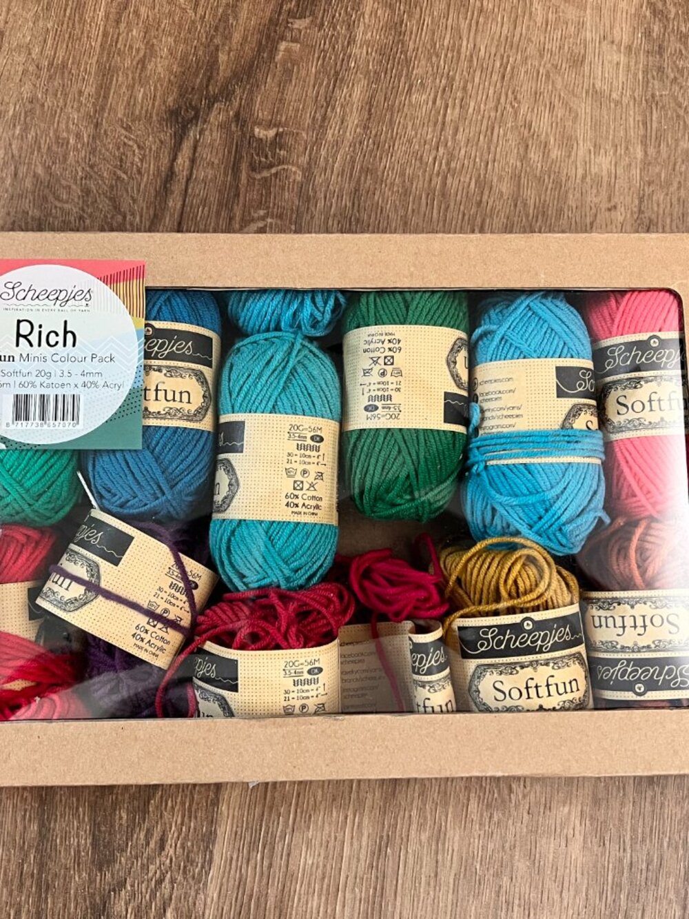 Scheepjes, SoftFun Minis 12 Color Pack, Rich, (Cotton-Acrylic Blend Yarn)